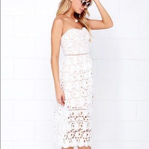 White/Ivory Strapless Lace LuLus Dress